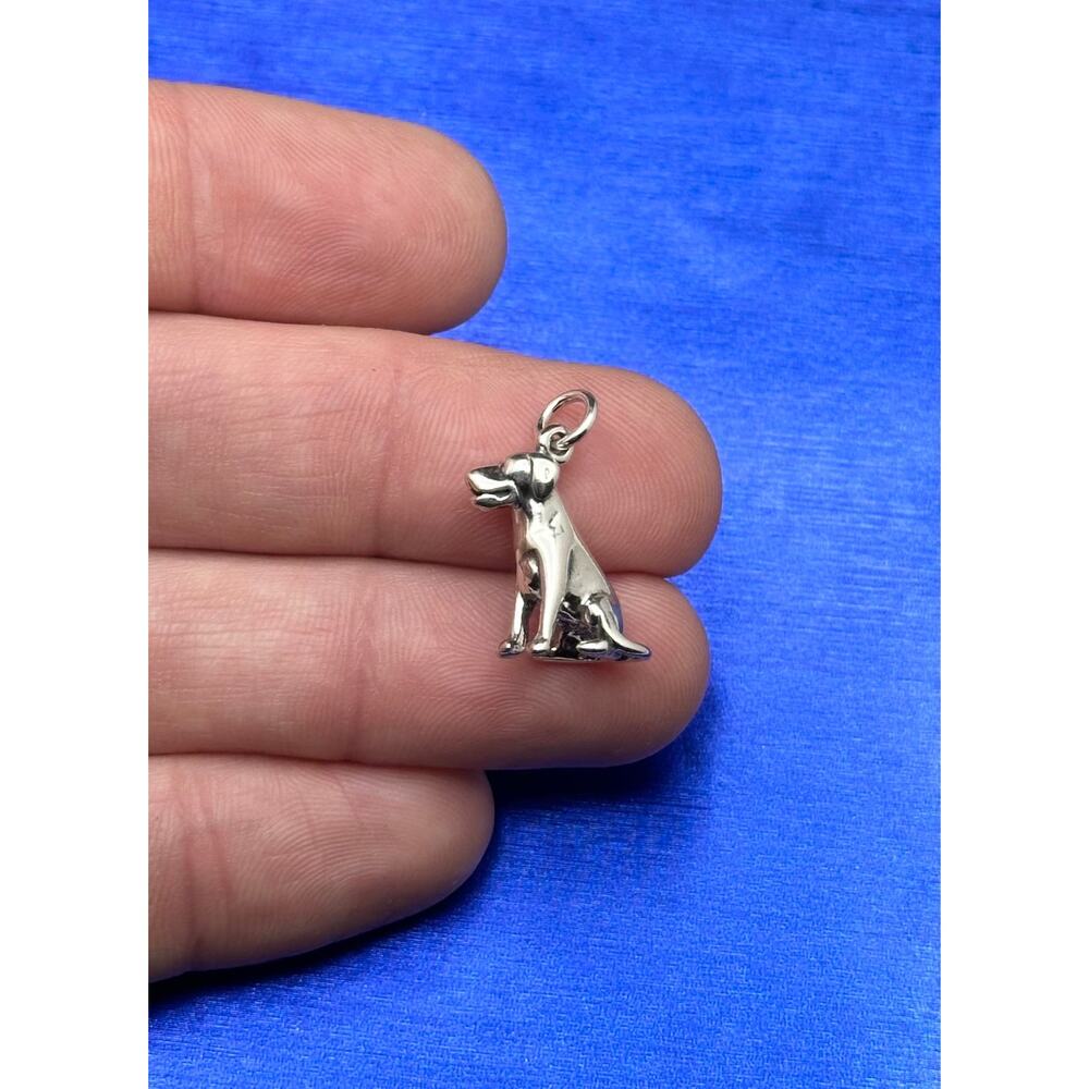 Sterling Silver Sitting Labrador Dog Charm, Silver Sitting Labrador Dog Charm